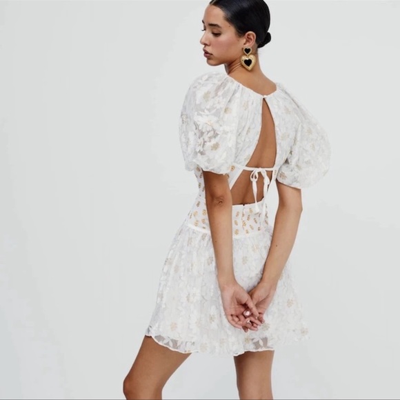 For Love and Lemons Lupita Lace Metallic Corset Bustier Mini Dress NWT Small - Picture 10 of 12